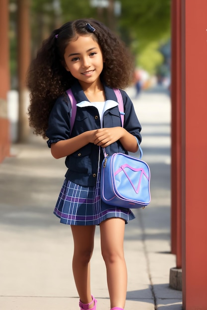 little model school girl back to school