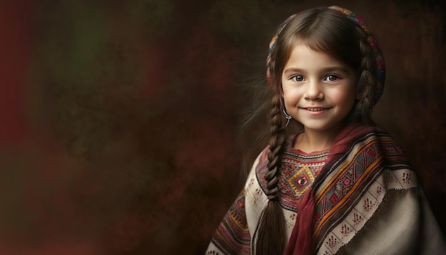 Little nepalese girl illustration by generative ai