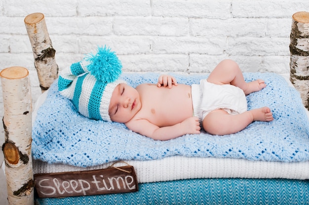 Little newborn baby boy sleeps