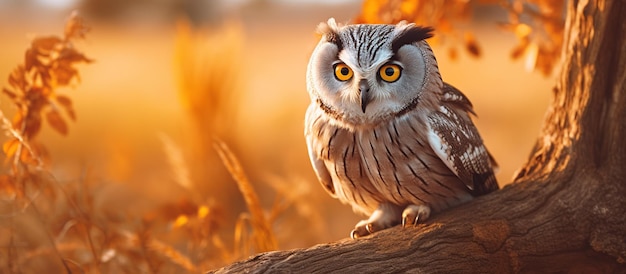 Little owl in the nature habitat sitting on the dry tree branch