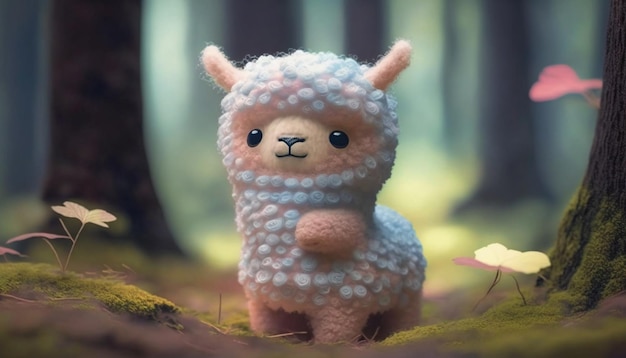 Little pastel lama in a forest sooo soft sooo Kawaii