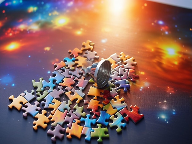 Foto piccoli pezzi di puzzle con colori diversi