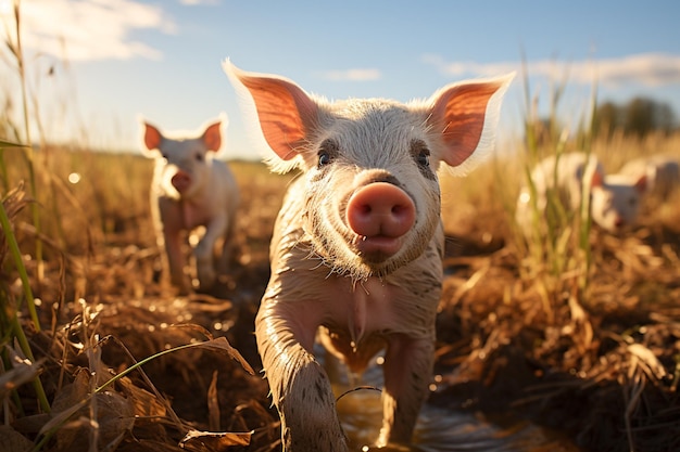 little pig on the farm