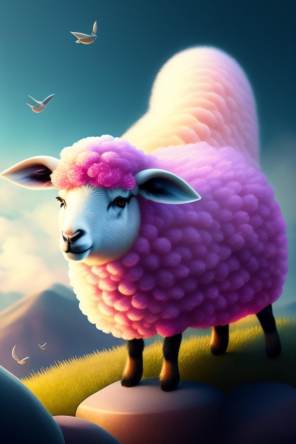 little pink cartoon sheep