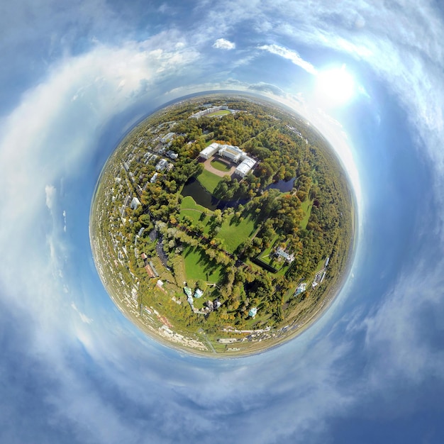 little planet on the alexandrovsky park in pushkin High quality photo