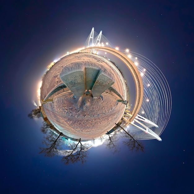 little planet of the big obukhovsky bridge in st petersburg High quality photo