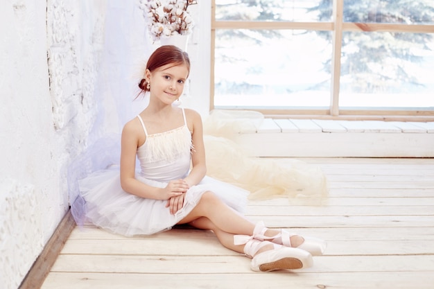 Little prima ballet. Young ballerina girl