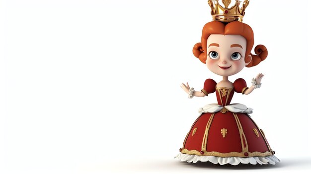 Little princess with a golden crown 3D rendering