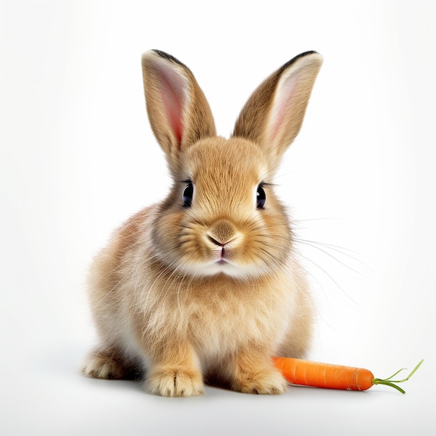 a little rabbit sitting on white background