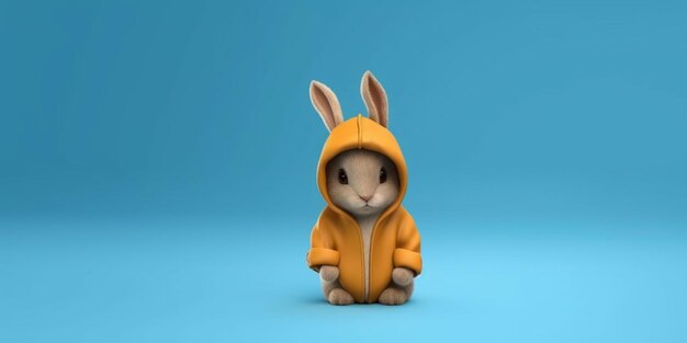 Little rabbit with hoodie cartoon animation AI Generated