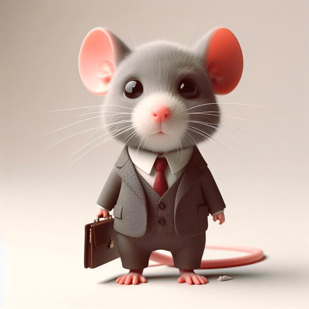 Маленькая крыса в деловом костюме цифровое искусство 3D рендеринг