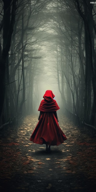 Красная Шапочка входит в темный лес