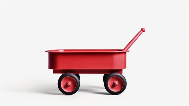 Little Red Wagon on white background Generative Ai