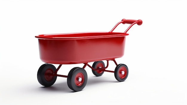 Photo little red wagon on white background generative ai