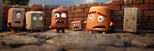 маленькие напуганные кирпичи милые персонажи Pixar