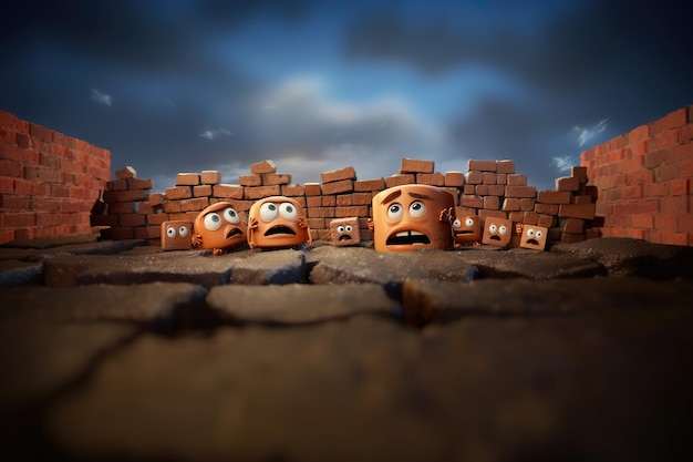 маленькие напуганные кирпичи милые персонажи Pixar