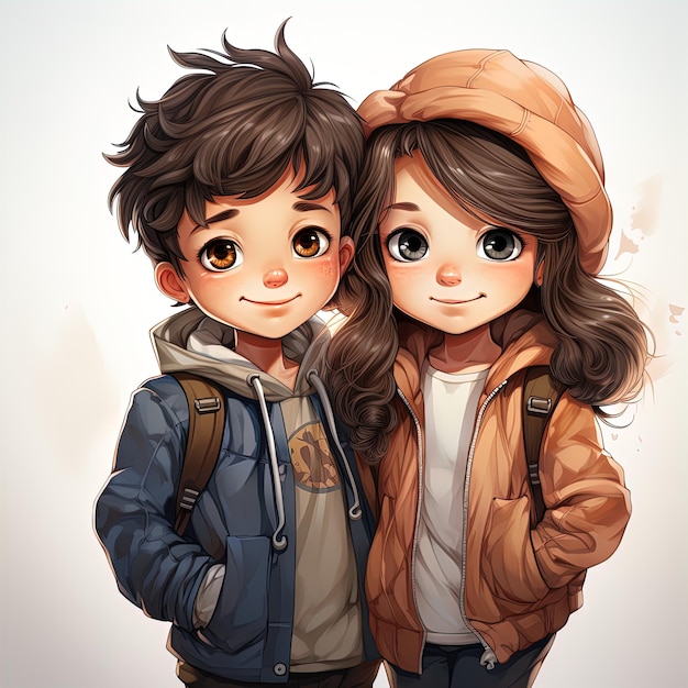 anime couple in winter clothes standing next to each other. generative ai.  28390999 Stock Photo at Vecteezy