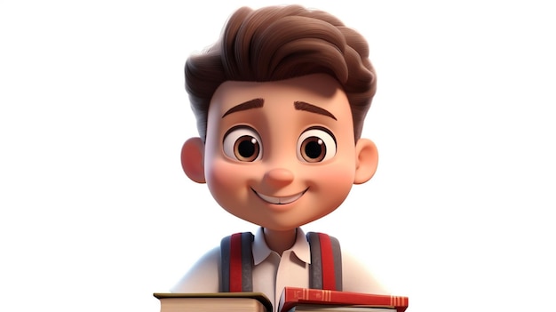 Little schoolboy with books and backport