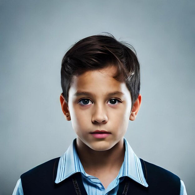 Little schoolboy with books