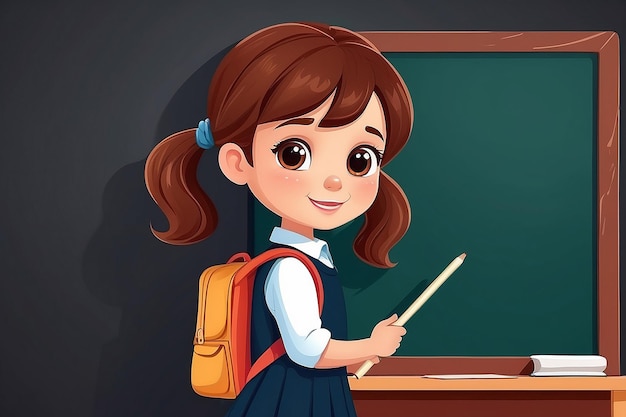 Photo little schoolgirl with chalkboard vector illustration design