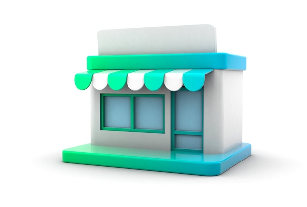 Photo little shop store building isolated on white background 3d render