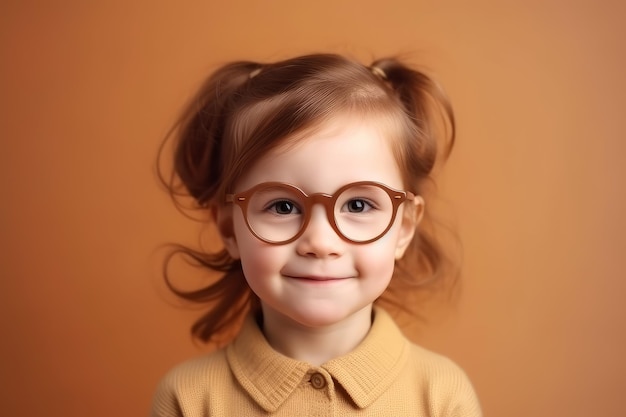 Little smiling girl glasses Generate Ai