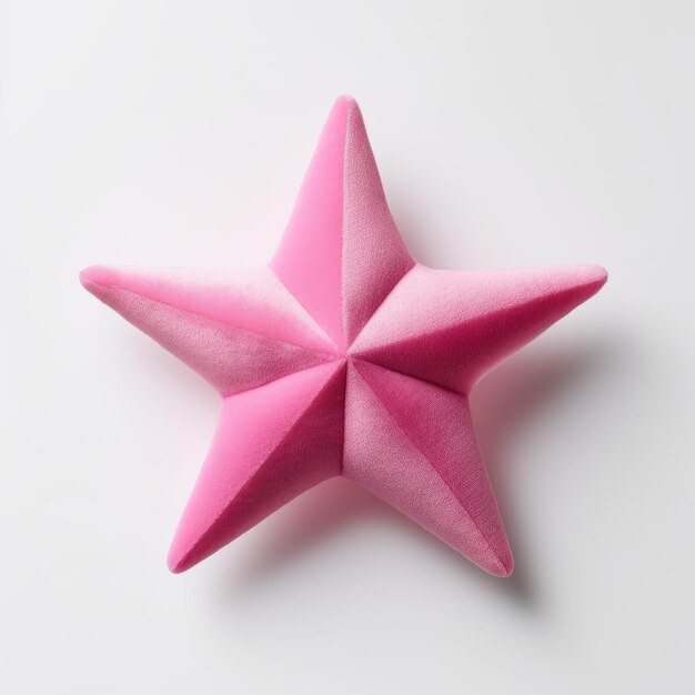 Foto piccolo cuscino a forma di stella di velluto rosa in stile hiroshi sugimoto