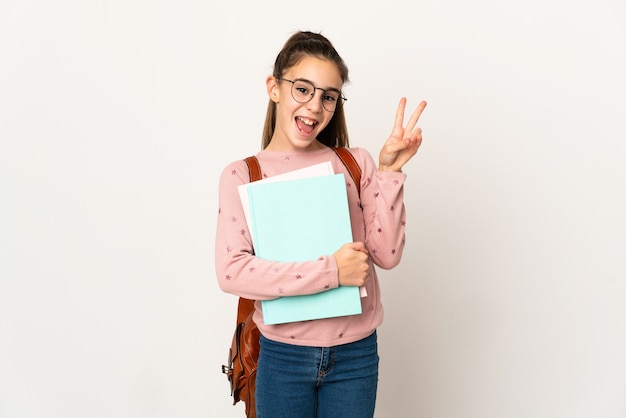 Little student girl isolated