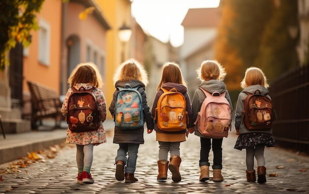 Foto piccoli studenti tornano a scuola ai