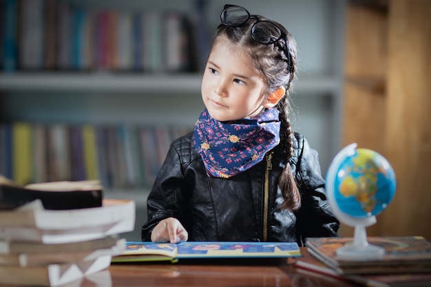 little thai girl learning with happy.