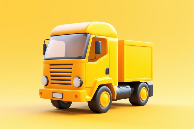 Little truck 3D render shipping delivery icon isolated on clean studio background