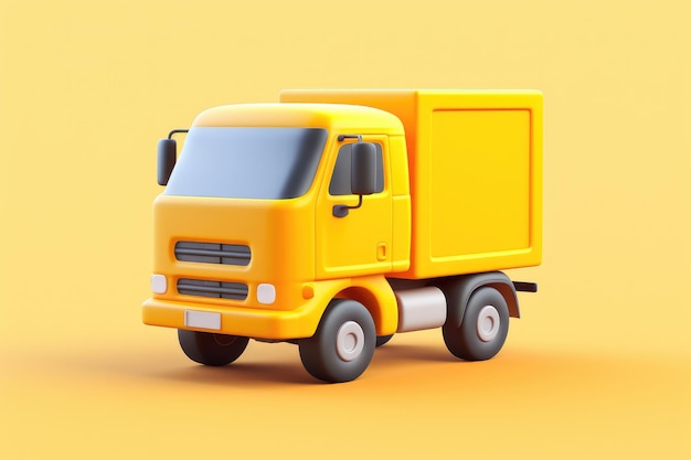 Маленький грузовик 3D-рендер с иконой доставки изолирован на чистом фоне студии