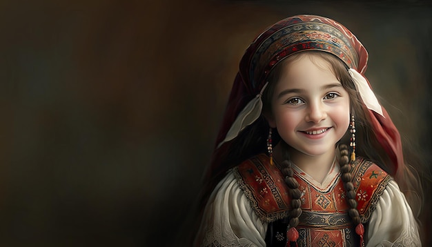 Little Turkish girl illustration by generative AI