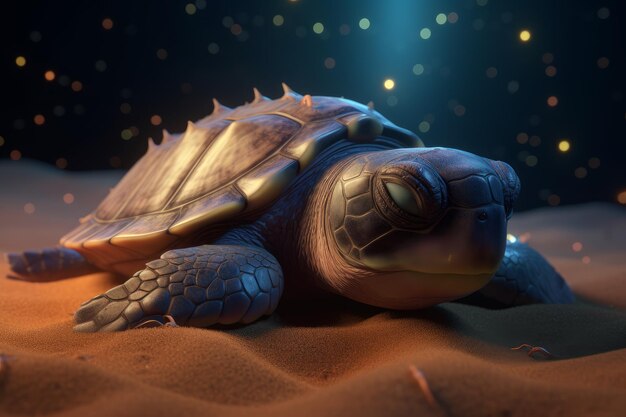 Little turtle sleeping Generate Ai