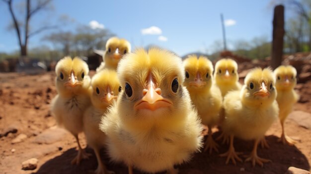 写真 小さな黄色いニワトリがすぐにあなたの棚に食べ物になる aiが生成した