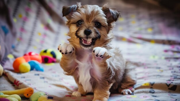 Little young dog posing cheerful