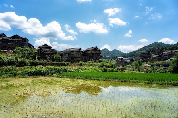 Liuzhou Sanjiang Chengyang Bazhai Dong 국적 목가적인 풍경