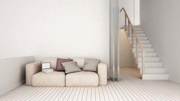 Livatg room and stair on clean design at home or apartment   