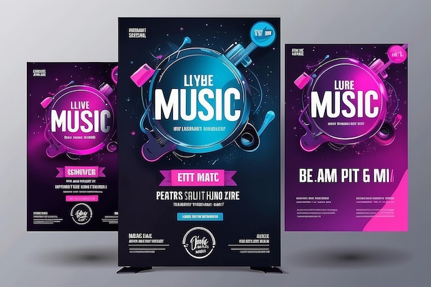 Photo live music concert banner template for social media post flyer and web banner