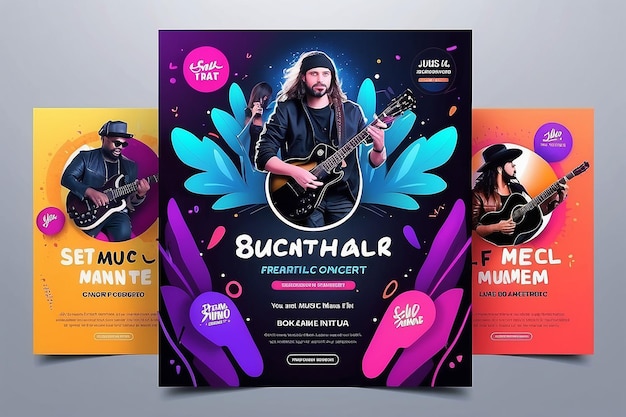 Foto modello di banner di concerto musicale dal vivo per volantini e banner web sui social media