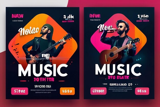 Foto modello di banner di concerto musicale dal vivo per volantini e banner web sui social media