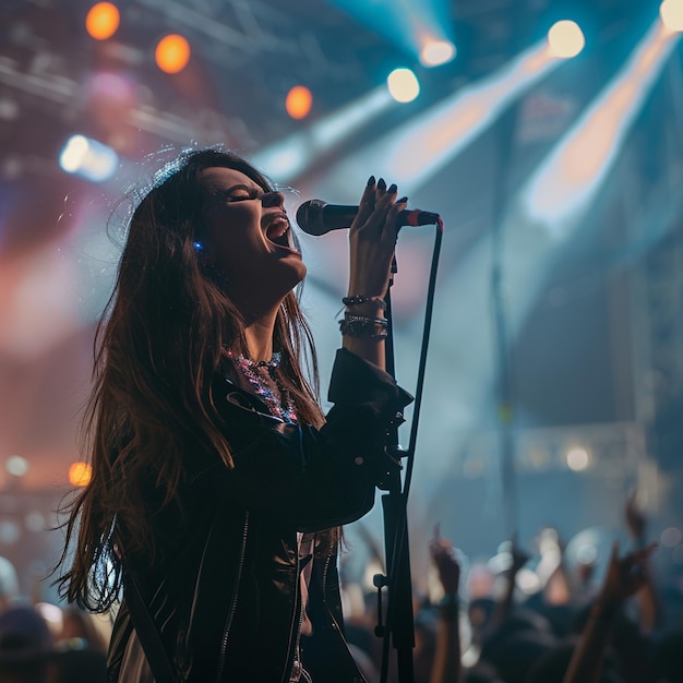 Live Music Performance Female Singer on Stage at Concert