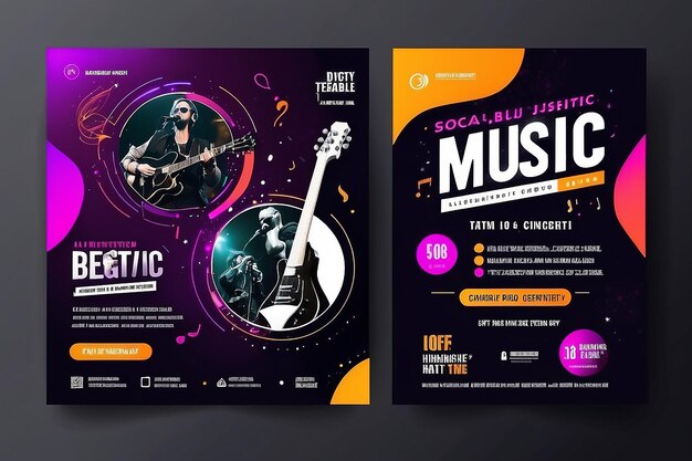 Live muziek concert banner sjabloon voor social media post flyer en web banner