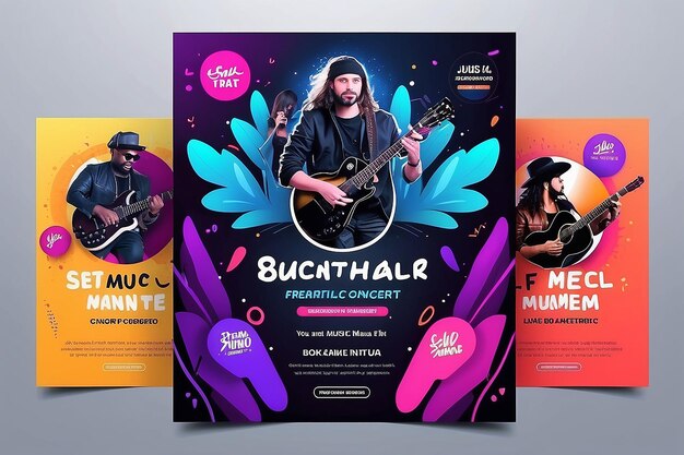 Foto live muziek concert banner sjabloon voor social media post flyer en web banner