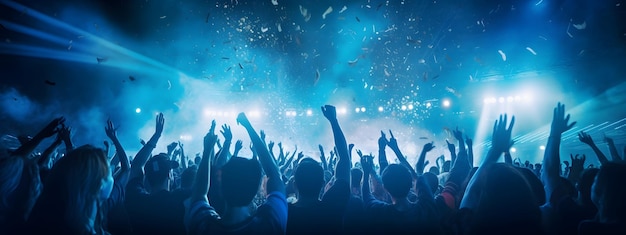 Premium AI Image | live rock concert party festival night club crowd ...