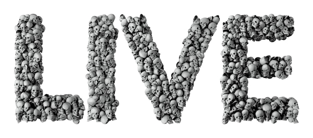 Live word made from a skull font 3D Rendering