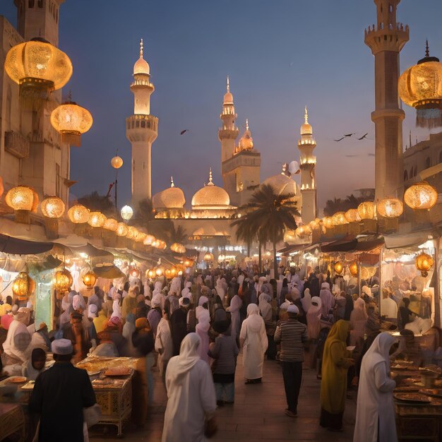 the lively atmosphere of a Ramadan night market