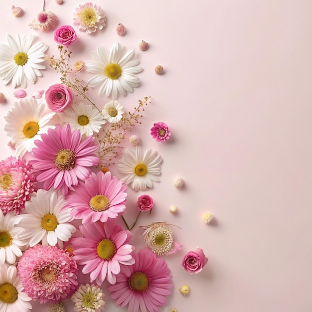 A lively composition of various pink flowers