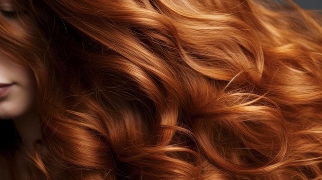 Lively golden brown hair on a gray background