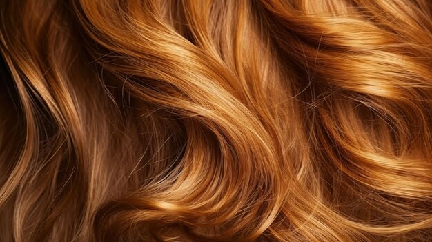 Lively golden brown hair on a gray background